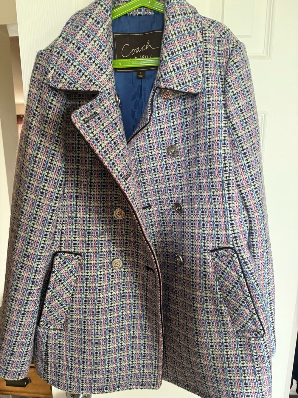 Coach Women's Multicolor Tweed Double-Breasted Peacoat - Picture 3 of 5